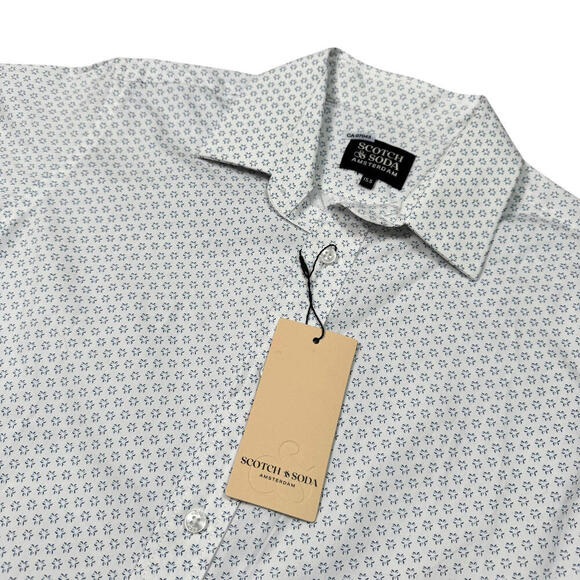 NWT Scotch & Soda Amsterdam Dress Shirt Sz 15.5 32/33 Geometric Blue Multi $180 - Picture 2 of 11